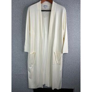 Whisper Knit By Louis DellOlio Open Front Ivory Cardigan With Pockets 1X
